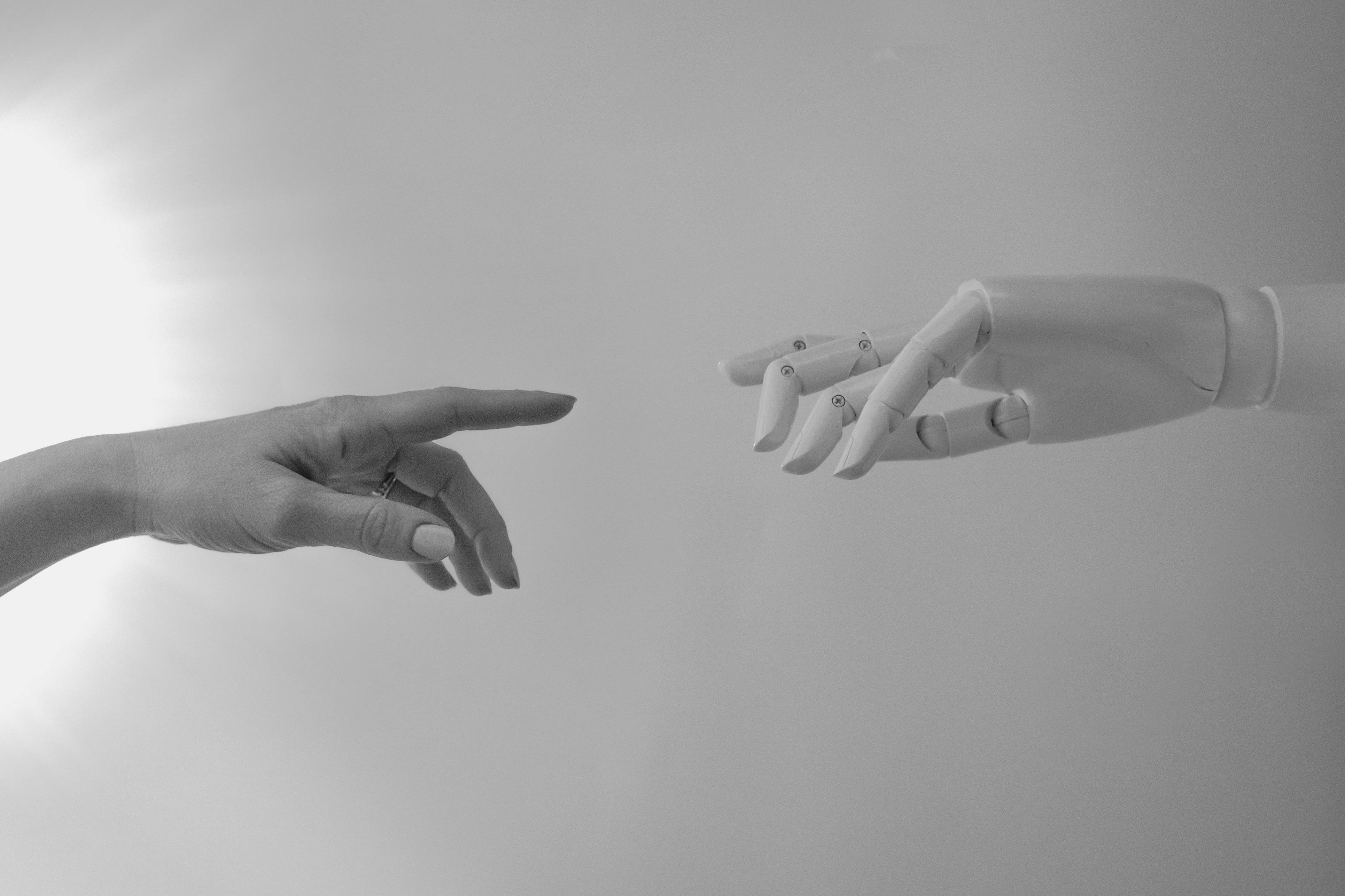Futuristic visual of human and AI collaboration